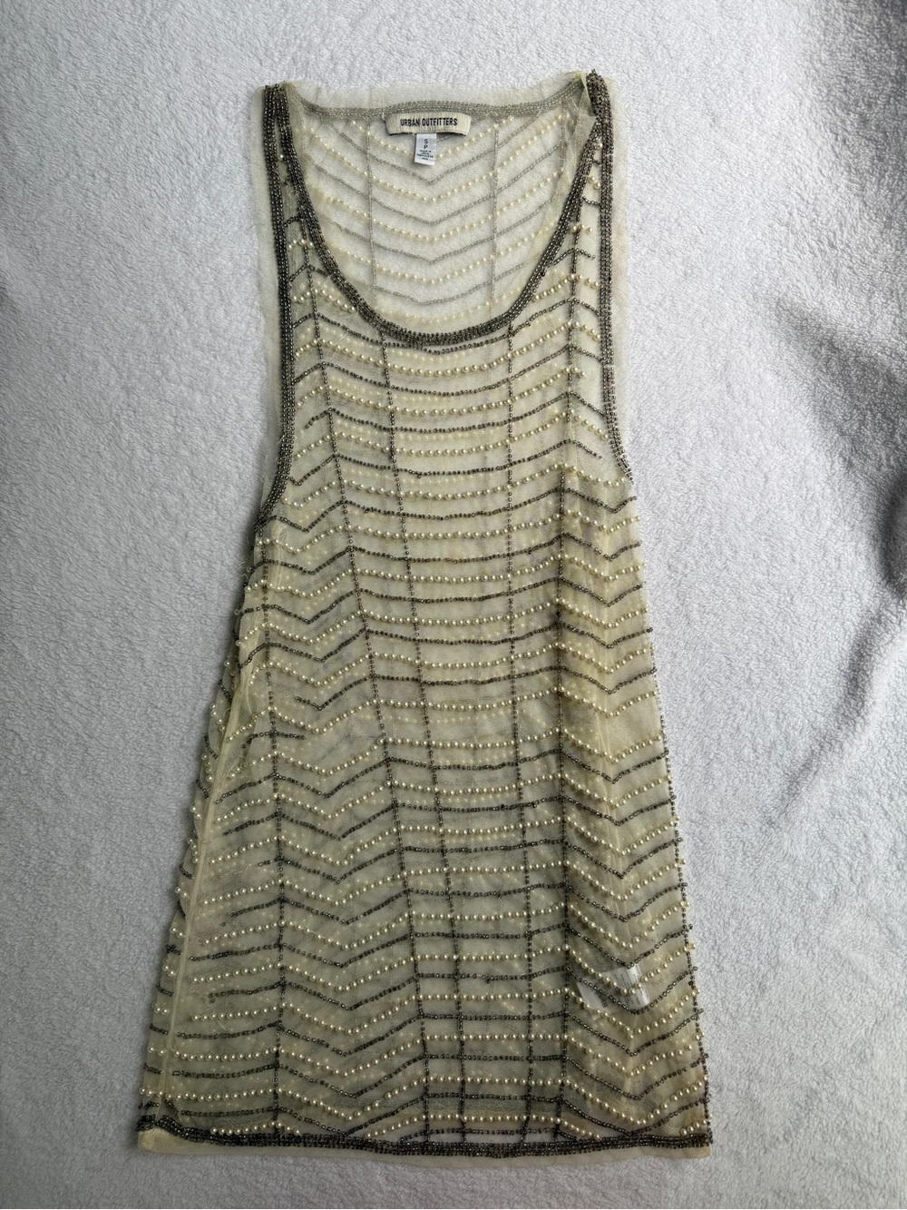 Urban Outfitters sheer mini dress w pearl and beaded embellishments